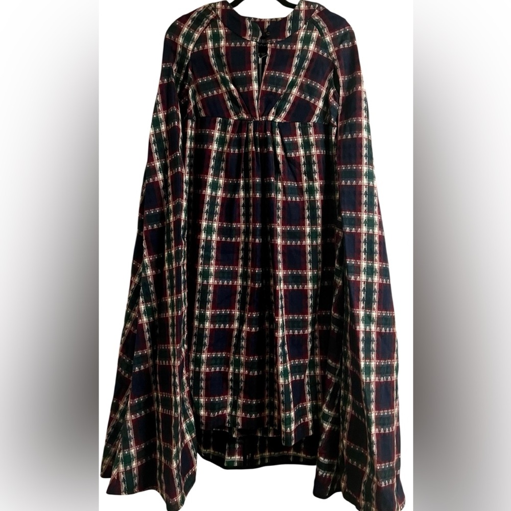 Girls Plaid Organic Cotton Cape dress Infantium Victoria  size 16yr New